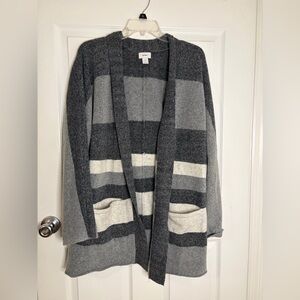 Old Navy Charcoal and Light Gray Striped Cardigan